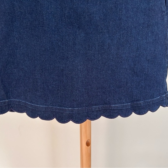 Draper James Scalloped Hem Blue Denim Mini Skirt Sz 6. New. Gold Zipper - Picture 4 of 9